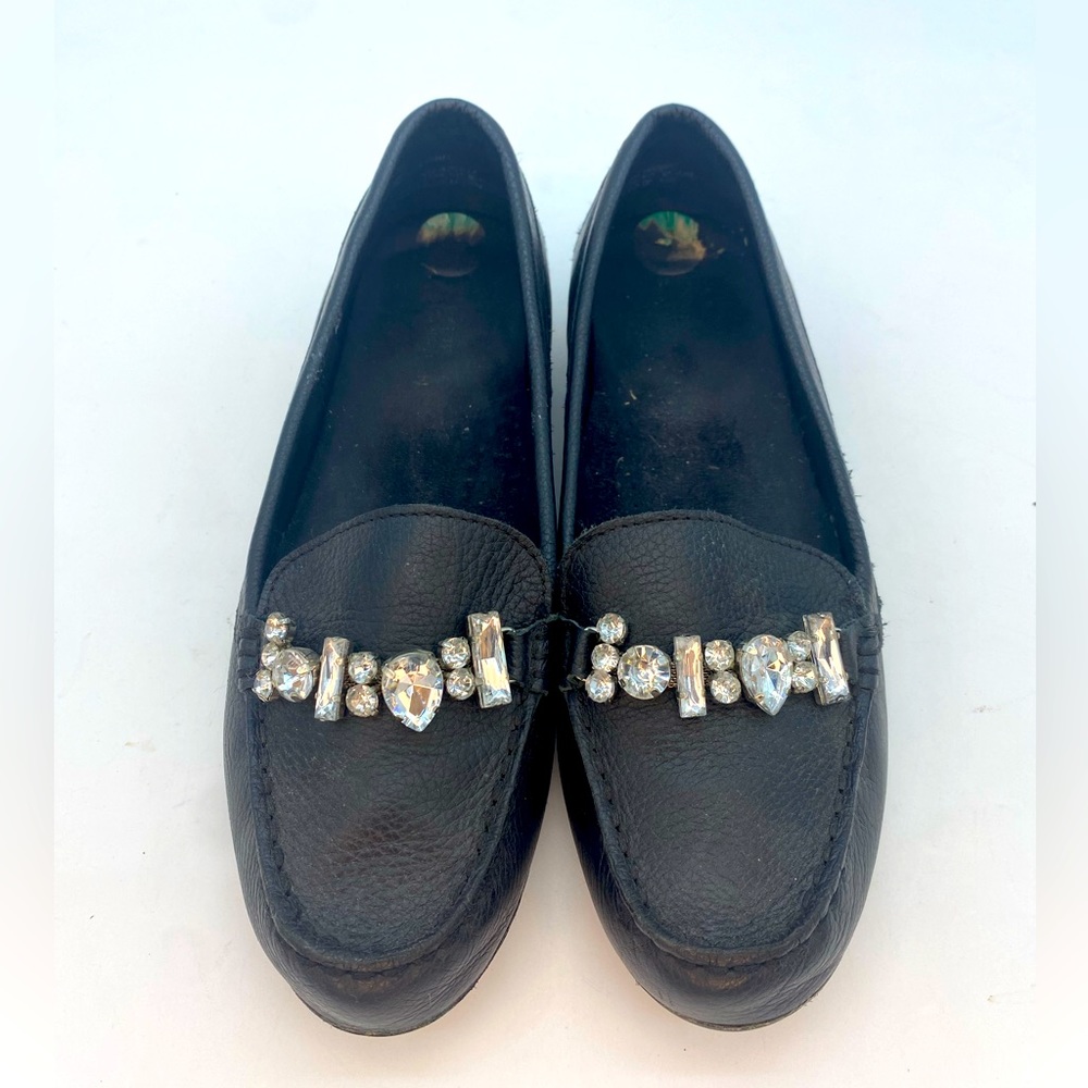 Leather Loafers with Rinestones